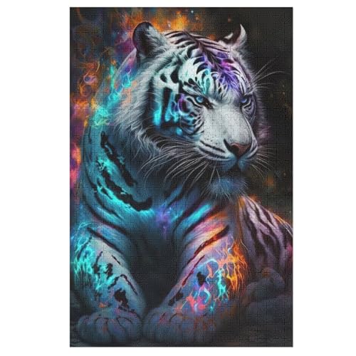 Puzzle Für Erwachsene, 1000 Teile, Weißer Tiger, Holzpuzzle, Holzpuzzle, Geburtstagsgeschenke, Puzzle, Wanddekoration 78×53cm Puzzle Für Erwachsene, 1000 Teile, Weißer Tiger, Holzpuzzle, Holzpuzzle, Geburtstagsgeschenke, Puzzle, Wanddekoration 78×53cm von AAPZY