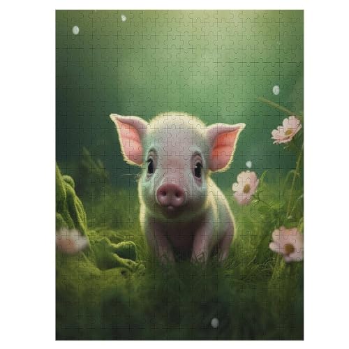 Puzzle Für Erwachsene, Animal Schwein -Puzzles Für Erwachsene, 500-teiliges Holzpuzzle, Geeignet Für Erwachsene Und Kinder Ab 12 Jahren, Tolles Geschenk Für Erwachsene （55×41cm） von AAPZY