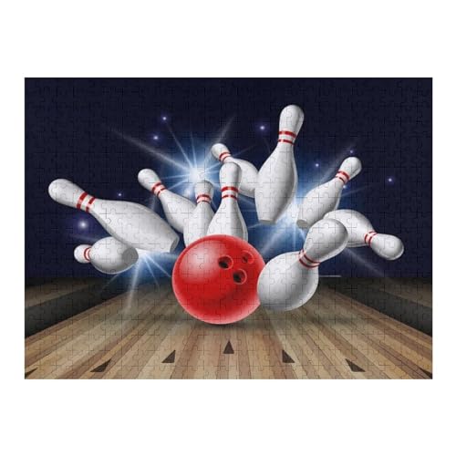 Puzzle Für Erwachsene, Bowling, 500 Puzzleteile Für Kinder, Holzpuzzles, Geeignet Für Erwachsene, Lernspiel, Herausforderungsspielzeug （52×38cm） von AAPZY