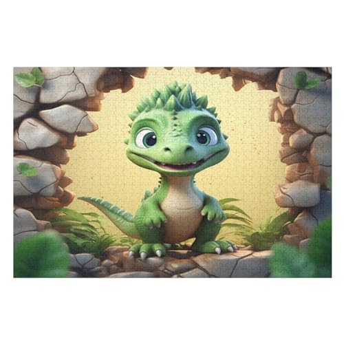 Puzzle Für Erwachsene, Cute Dinosaurier, 1000 Puzzleteile Für Kinder, Holzpuzzles, Geeignet Für Erwachsene, Lernspiel, Herausforderungsspielzeug （75×50cm） von AAPZY