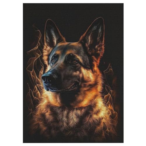 Puzzle Für Erwachsene, Deutscher Schäferhund, 300 Puzzleteile Für Kinder, Holzpuzzles, Geeignet Für Erwachsene, Lernspiel, Herausforderungsspielzeug 42×30cm von AAPZY