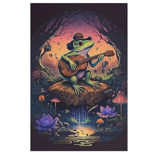 Puzzle Für Erwachsene, Frosch Playing Guitar, 1000 Puzzleteile Für Kinder, Holzpuzzles, Geeignet Für Erwachsene, Lernspiel, Herausforderungsspielzeug （78×53cm） von AAPZY