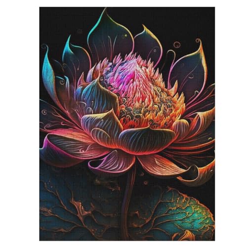 Puzzle Für Erwachsene, Lotus, 500 Puzzleteile Für Kinder, Holzpuzzles, Geeignet Für Erwachsene, Lernspiel, Herausforderungsspielzeug （55×41cm） von AAPZY