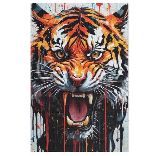 Puzzle Für Erwachsene, Tiger -Puzzles Für Erwachsene, 1000-teiliges Holzpuzzle, Geeignet Für Erwachsene Und Kinder Ab 12 Jahren, Tolles Geschenk Für Erwachsene （78×53cm） von AAPZY