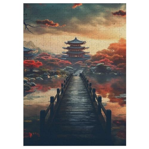 Puzzle Für Erwachsene, japanischer Stil, 300 Puzzleteile Für Kinder, Holzpuzzles, Geeignet Für Erwachsene, Lernspiel, Herausforderungsspielzeug 42×30cm von AAPZY