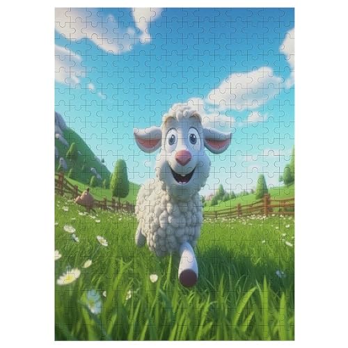 Puzzle Für Erwachsene, süßes Schaf, 300 Puzzleteile Für Kinder, Holzpuzzles, Geeignet Für Erwachsene, Lernspiel, Herausforderungsspielzeug 42×30cm von AAPZY