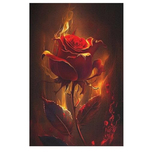 Puzzle Für Kinder, Burning Rose -Puzzle Für Erwachsene, 1000-teiliges Holzpuzzle Für Jugendliche Und Erwachsene, Tolles 78×53cm von AAPZY