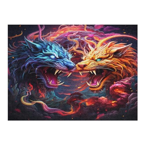 Puzzle Für Kinder, Drachen -Puzzle Für Erwachsene, 500-teiliges Holzpuzzle Für Jugendliche Und Erwachsene, Tolles （52×38cm） von AAPZY