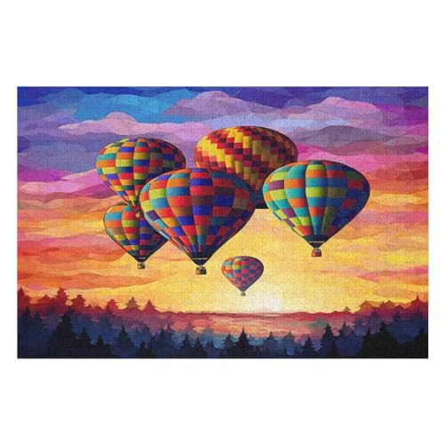 Puzzle Für Kinder, Heißluftballon -Puzzle Für Erwachsene, 1000-teiliges Holzpuzzle Für Jugendliche Und Erwachsene, Tolles （75×50cm） von AAPZY