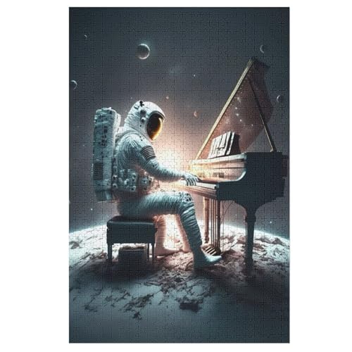 Puzzles Für Erwachsene, 1000 Teile, Astronaut Playing Piano, Kreative Holzpuzzles, Praktisches Spiel, Familiendekoration 78×53cm von AAPZY