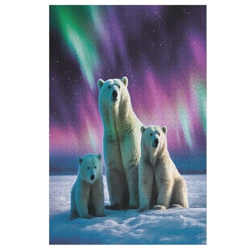 Puzzles Für Erwachsene, 1000 Teile, Eisbär, Kreative Holzpuzzles, Praktisches Spiel, Familiendekoration 78×53cm von AAPZY