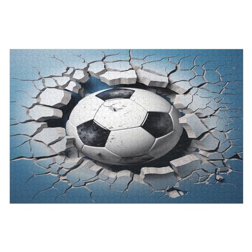 Puzzles Für Erwachsene, 1000 Teile, Fußball, Kreative Holzpuzzles, Praktisches Spiel, Familiendekoration （75×50cm） von AAPZY