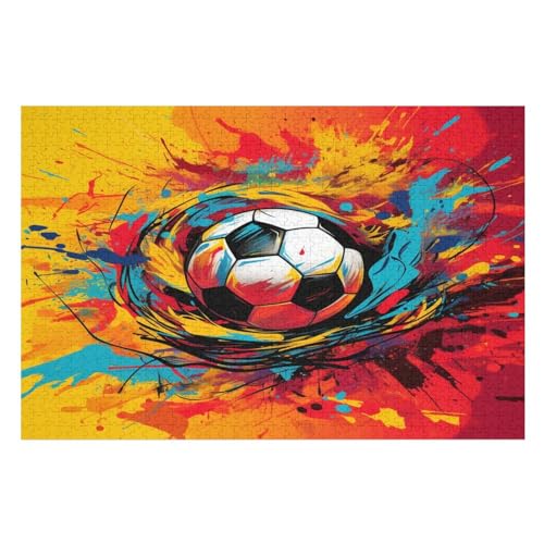 Puzzles Für Erwachsene, 1000 Teile, Fußball, Kreative Holzpuzzles, Praktisches Spiel, Familiendekoration （75×50cm） von AAPZY