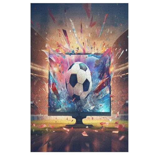 Puzzles Für Erwachsene, 1000 Teile, Fußball, Kreative Holzpuzzles, Praktisches Spiel, Familiendekoration 78×53cm von AAPZY