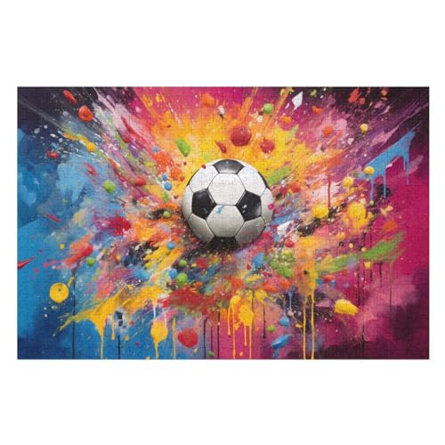 Puzzles Für Erwachsene, 1000 Teile, Fußball Sport, Kreative Holzpuzzles, Praktisches Spiel, Familiendekoration （75×50cm） von AAPZY