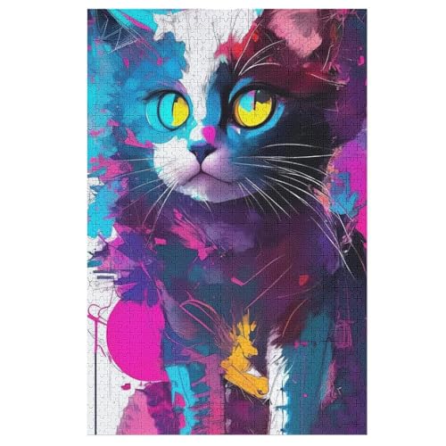 Puzzles Für Erwachsene, 1000 Teile, Katze, Kreative Holzpuzzles, Praktisches Spiel, Familiendekoration 78×53cm von AAPZY