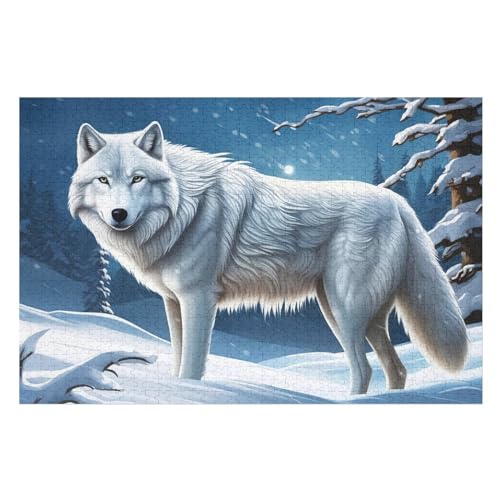 Puzzles Für Erwachsene, 1000 Teile, Tier Wolf, Kreative Holzpuzzles, Praktisches Spiel, Familiendekoration （75×50cm） von AAPZY