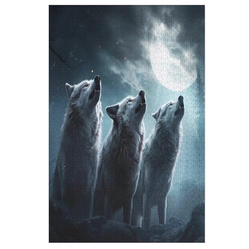 Puzzles Für Erwachsene, 1000 Teile, Wolf, Kreative Holzpuzzles, Praktisches Spiel, Familiendekoration 78×53cm von AAPZY