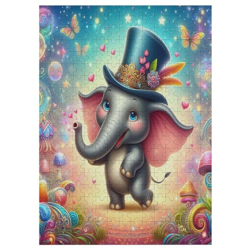 Puzzles Für Erwachsene, 300 Teile, Animal Elefant, Kreative Holzpuzzles, Praktisches Spiel, Familiendekoration 42×30cm von AAPZY