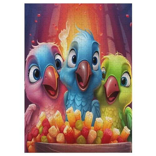 Puzzles Für Erwachsene, 300 Teile, Cute Papagei, Kreative Holzpuzzles, Praktisches Spiel, Familiendekoration 42×30cm von AAPZY