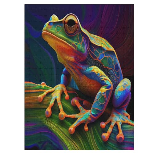 Puzzles Für Erwachsene, 500 Teile, Frosch, Kreative Holzpuzzles, Praktisches Spiel, Familiendekoration （55×41cm） von AAPZY