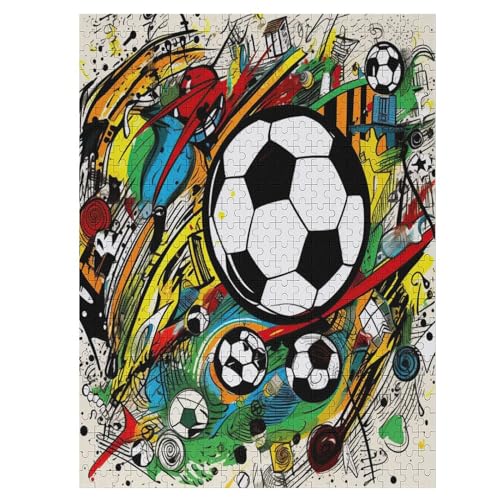 Puzzles Für Erwachsene, 500 Teile, Fußball, Kreative Holzpuzzles, Praktisches Spiel, Familiendekoration （55×41cm） von AAPZY