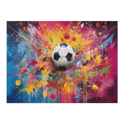 Puzzles Für Erwachsene, 500 Teile, Fußball Sport, Kreative Holzpuzzles, Praktisches Spiel, Familiendekoration （52×38cm） von AAPZY