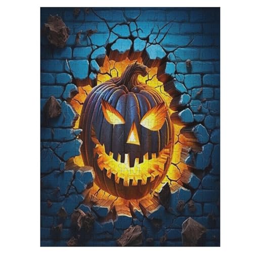 Puzzles Für Erwachsene, 500 Teile, Halloween-Kürbis, Kreative Holzpuzzles, Praktisches Spiel, Familiendekoration （55×41cm） von AAPZY