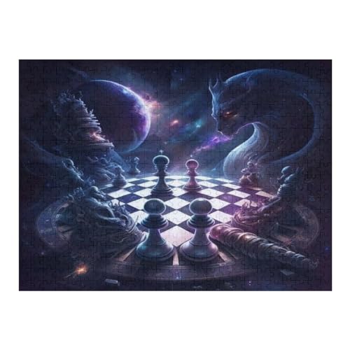 Puzzles Für Erwachsene, 500 Teile, Schachbrett, Kreative Holzpuzzles, Praktisches Spiel, Familiendekoration （52×38cm） von AAPZY