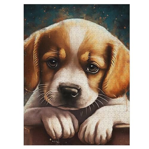 Puzzles Für Erwachsene, 500 Teile, süßer Hund, Kreative Holzpuzzles, Praktisches Spiel, Familiendekoration （55×41cm） von AAPZY