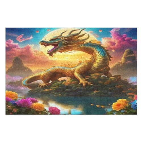 Puzzles Für Erwachsene, Drachen, 1000-teilige Puzzles Für Erwachsene Und Kinder Ab 12 Jahren, Holzpuzzles Für Die Heimdekoration, （75×50cm） von AAPZY