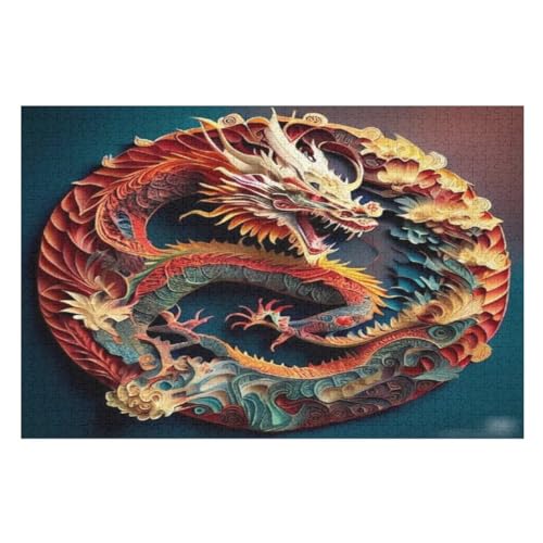 Puzzles Für Erwachsene, Drachen, 1000-teilige Puzzles Für Erwachsene Und Kinder Ab 12 Jahren, Holzpuzzles Für Die Heimdekoration, （75×50cm） von AAPZY