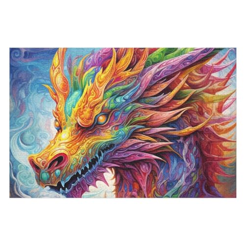 Puzzles Für Erwachsene, Drachen, 1000-teilige Puzzles Für Erwachsene Und Kinder Ab 12 Jahren, Holzpuzzles Für Die Heimdekoration, （75×50cm） von AAPZY