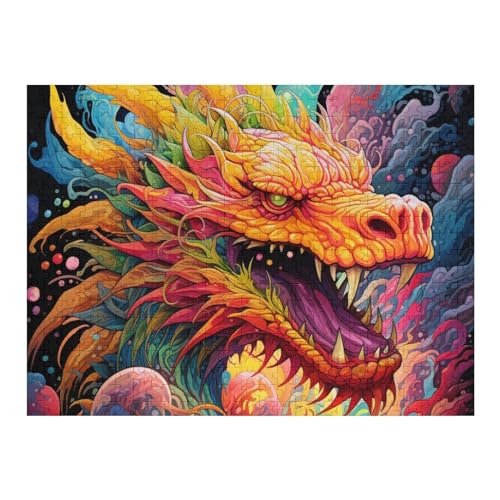 Puzzles Für Erwachsene, Drachen, 500-teilige Puzzles Für Erwachsene Und Kinder Ab 12 Jahren, Holzpuzzles Für Die Heimdekoration, （52×38cm） von AAPZY