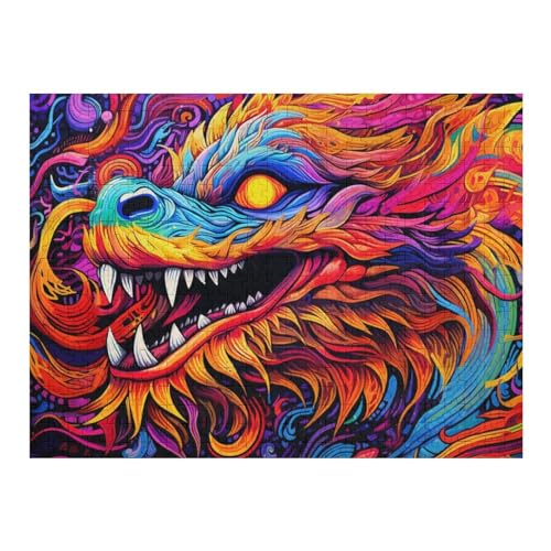 Puzzles Für Erwachsene, Drachen, 500-teilige Puzzles Für Erwachsene Und Kinder Ab 12 Jahren, Holzpuzzles Für Die Heimdekoration, （52×38cm） von AAPZY