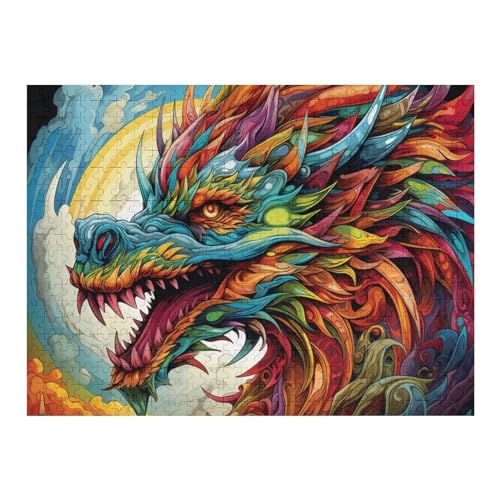 Puzzles Für Erwachsene, Drachen, 500-teilige Puzzles Für Erwachsene Und Kinder Ab 12 Jahren, Holzpuzzles Für Die Heimdekoration, （52×38cm） von AAPZY