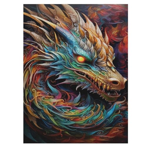 Puzzles Für Erwachsene, Drachen, 500-teilige Puzzles Für Erwachsene Und Kinder Ab 12 Jahren, Holzpuzzles Für Die Heimdekoration, （55×41cm） von AAPZY