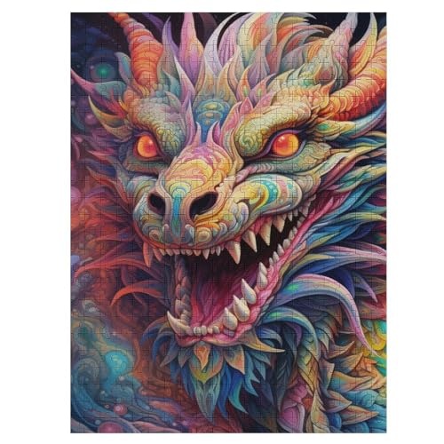 Puzzles Für Erwachsene, Drachen, 500-teilige Puzzles Für Erwachsene Und Kinder Ab 12 Jahren, Holzpuzzles Für Die Heimdekoration, （55×41cm） von AAPZY