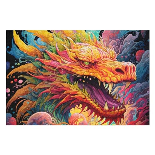 Puzzles Für Erwachsene, Drachen Puzzles Für Erwachsene, 1000-teiliges Holzpuzzle, Geeignet Für Kinder Ab 12 Jahren, Die Pädagogische Puzzles Lernen （75×50cm） von AAPZY