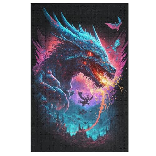 Puzzles Für Erwachsene, Drachen Puzzles Für Erwachsene, 1000-teiliges Holzpuzzle, Geeignet Für Kinder Ab 12 Jahren, Die Pädagogische Puzzles Lernen 78×53cm von AAPZY