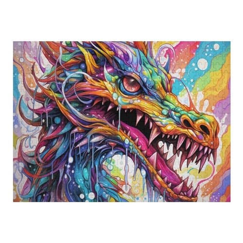 Puzzles Für Erwachsene, Drachen Puzzles Für Erwachsene, 500-teiliges Holzpuzzle, Geeignet Für Kinder Ab 12 Jahren, Die Pädagogische Puzzles Lernen （52×38cm） von AAPZY