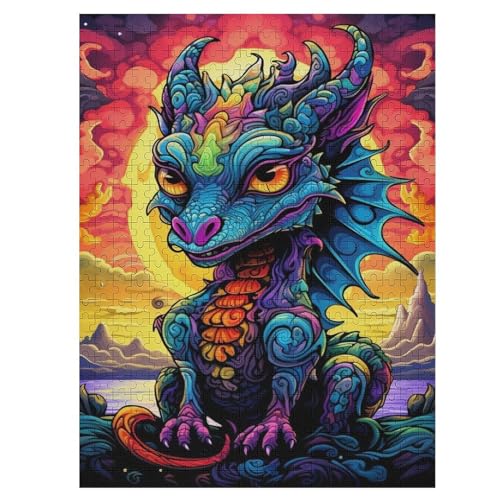 Puzzles Für Erwachsene, Drachen Puzzles Für Erwachsene, 500-teiliges Holzpuzzle, Geeignet Für Kinder Ab 12 Jahren, Die Pädagogische Puzzles Lernen （55×41cm） von AAPZY