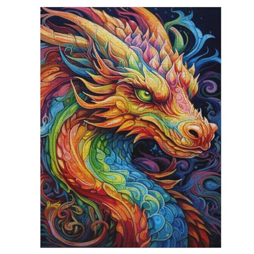 Puzzles Für Erwachsene, Drachen Puzzles Für Erwachsene, 500-teiliges Holzpuzzle, Geeignet Für Kinder Ab 12 Jahren, Die Pädagogische Puzzles Lernen （55×41cm） von AAPZY