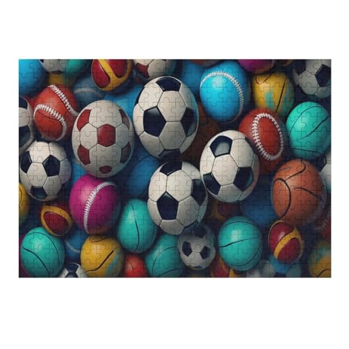 Puzzles Für Erwachsene, Fußball Pattern, 300-teilige Puzzles Für Erwachsene Und Kinder Ab 12 Jahren, Holzpuzzles Für Die Heimdekoration, （40×28cm） von AAPZY