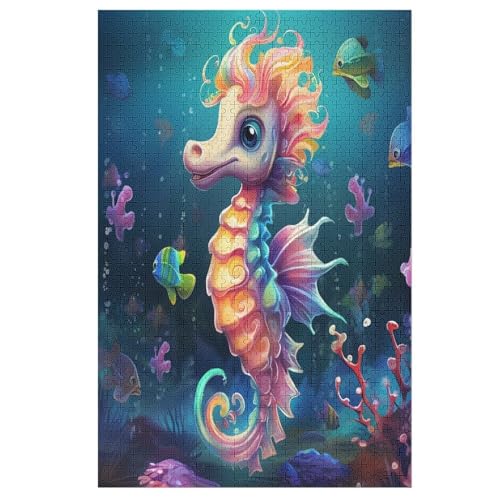 Puzzles Für Erwachsene, Puzzle Animal SeaPferd, 1000 Teile, Puzzle Aus Holz Für Erwachsene Und Kinder Ab 12 Jahren, Lernspielzeug 78×53cm von AAPZY