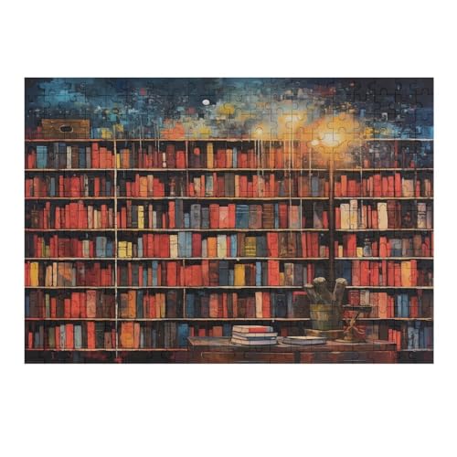 Puzzles Für Erwachsene, Puzzle Bücherregale, 300 Teile, Puzzle Aus Holz Für Erwachsene Und Kinder Ab 12 Jahren, Lernspielzeug （40×28cm） von AAPZY