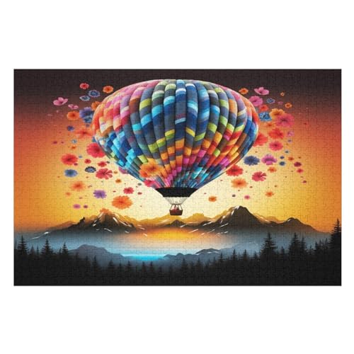 Puzzles Für Erwachsene, Puzzle Heiß Heißluftballon, 1000 Teile, Puzzle Aus Holz Für Erwachsene Und Kinder Ab 12 Jahren, Lernspielzeug （75×50cm） von AAPZY