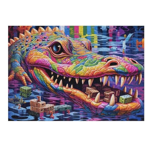 Puzzles Für Erwachsene, Puzzle Krokodil, 300 Teile, Puzzle Aus Holz Für Erwachsene Und Kinder Ab 12 Jahren, Lernspielzeug （40×28cm） von AAPZY