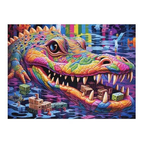 Puzzles Für Erwachsene, Puzzle Krokodil, 500 Teile, Puzzle Aus Holz Für Erwachsene Und Kinder Ab 12 Jahren, Lernspielzeug （52×38cm） von AAPZY