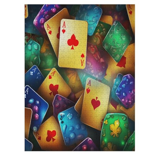 Puzzles Für Erwachsene, Puzzle Poker Pattern, 500 Teile, Puzzle Aus Holz Für Erwachsene Und Kinder Ab 12 Jahren, Lernspielzeug （55×41cm） von AAPZY